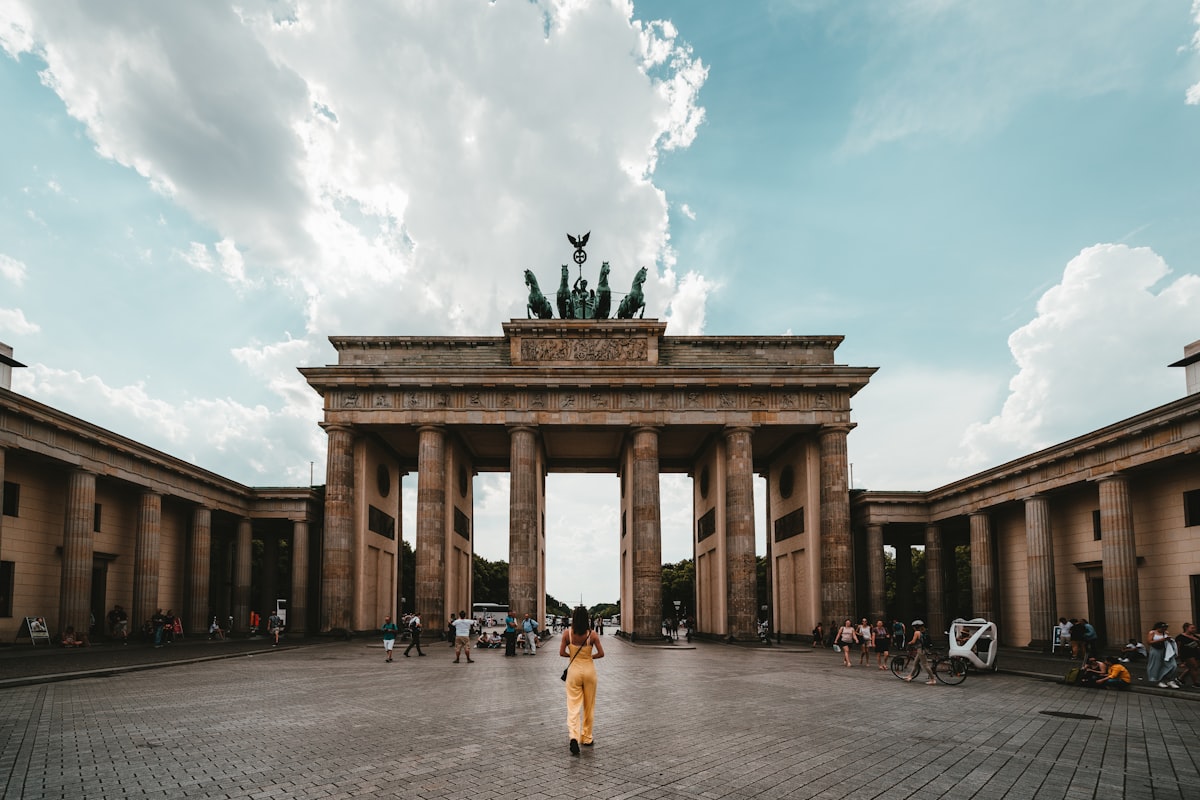 Brandenburg Gate in Berlin illuminated at night