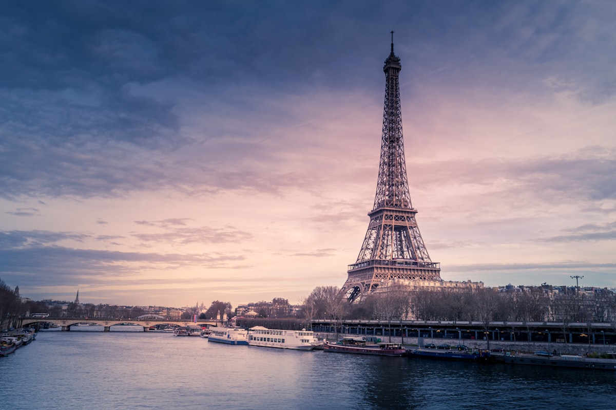 Eiffel Tower in Paris with city panorama